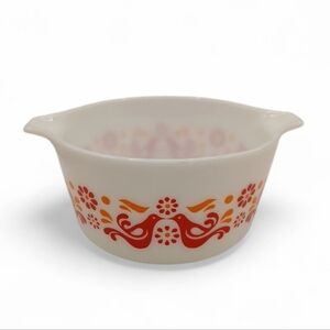 Vintage Pyrex Friendship #473 Casserole Dish 1 Qt - Base Only - Red Orange Birds